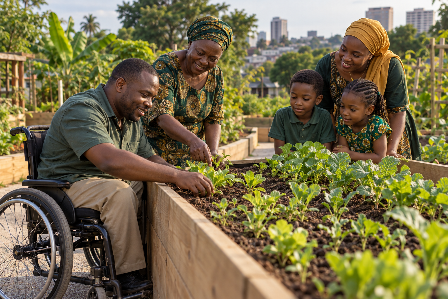 A community sharing an accessible garden